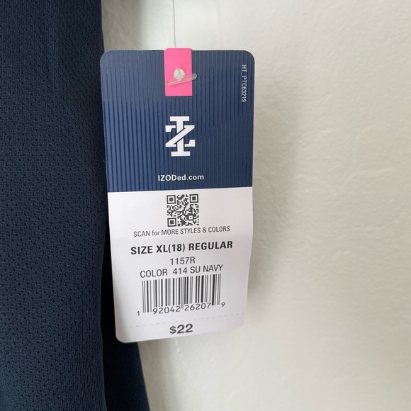 NWT IZOD Schoolyear Boys Navy Poli Shirt Size XL (18) - Picture 4 of 7